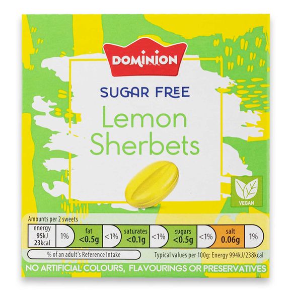 Sugar Free Lemon Sherbets Sweets 70g Dominion